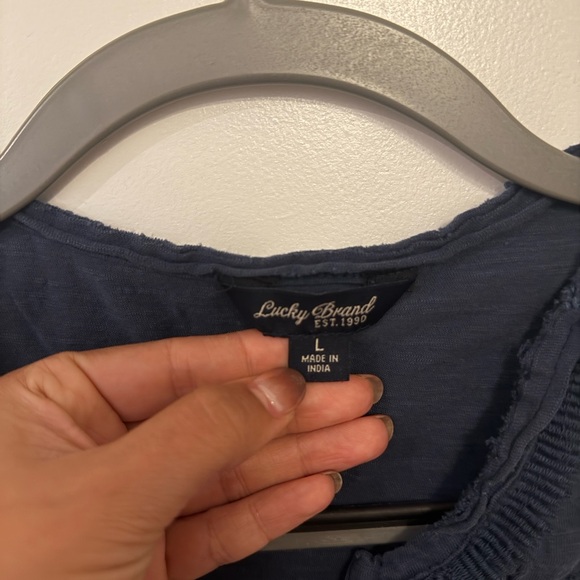 Lucky Brand Navy Blue Sleeveless Top 100% cotton - Picture 2 of 3